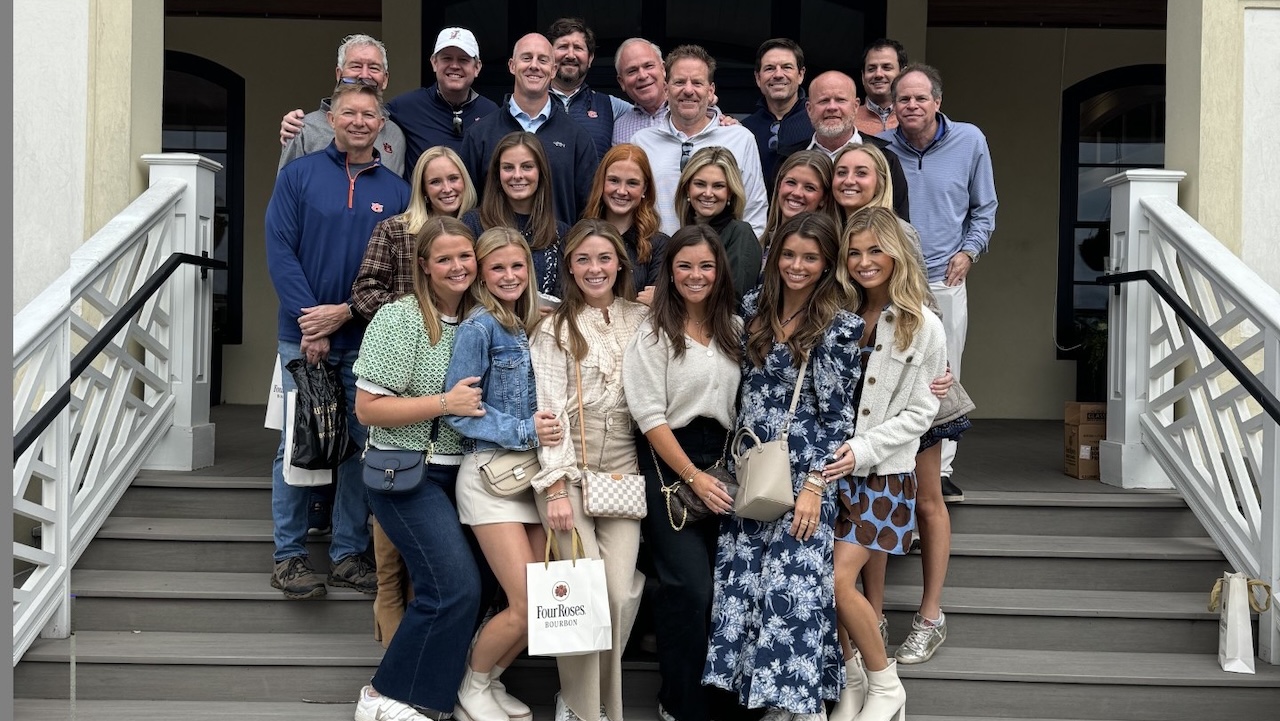 Alpha Gam students and their fathers 