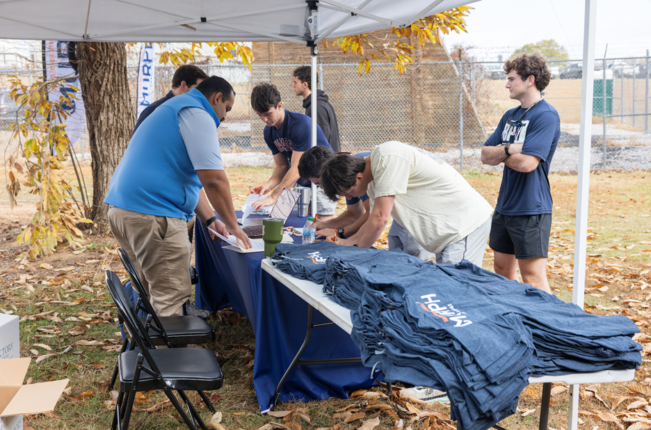 Tent with event t-shirts.