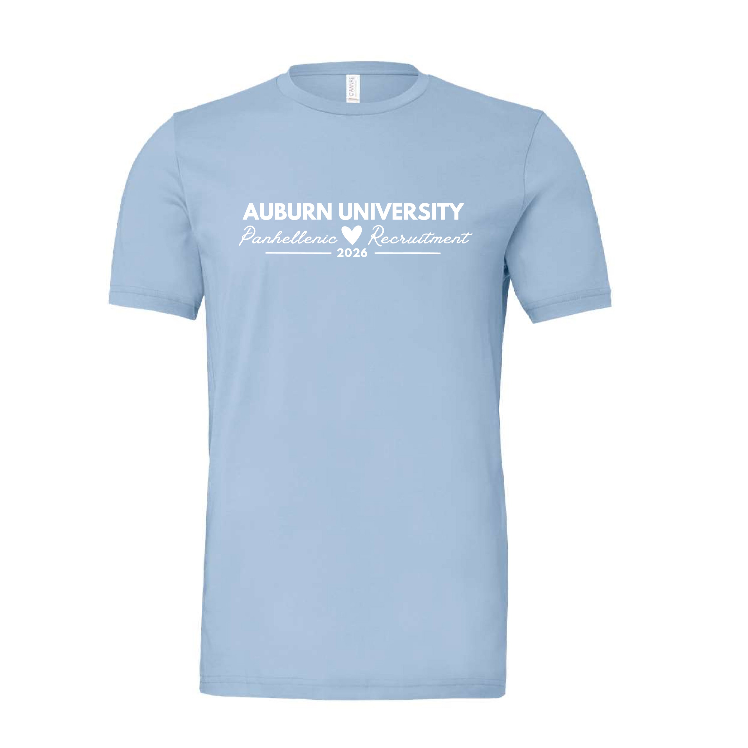 Light blue shirt with white writing