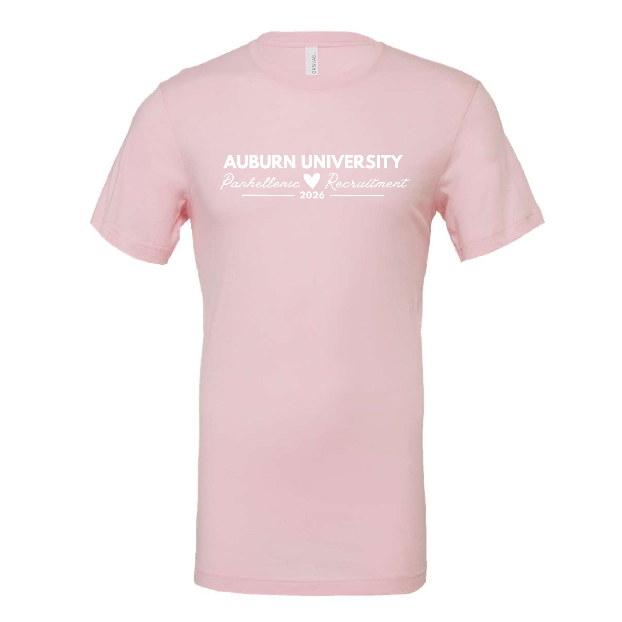 Light pink t-shirt with white writing
