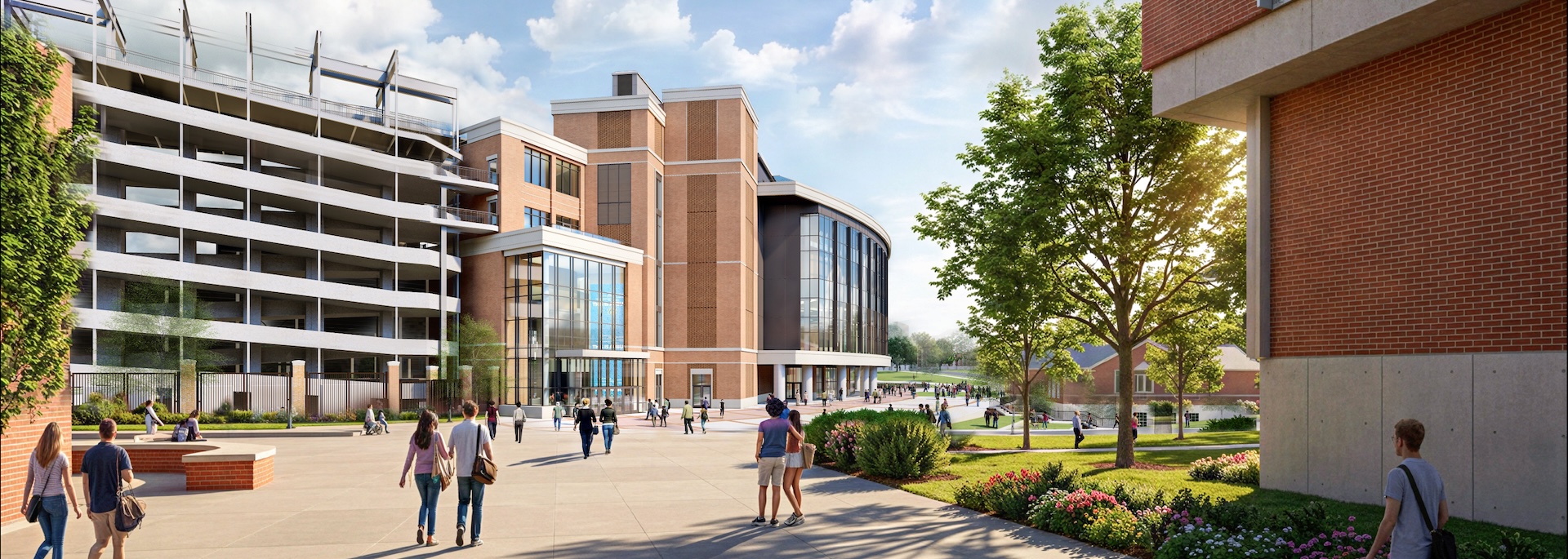 rendering of the Jordan-Hare north addition from the view between the student center and Haley center