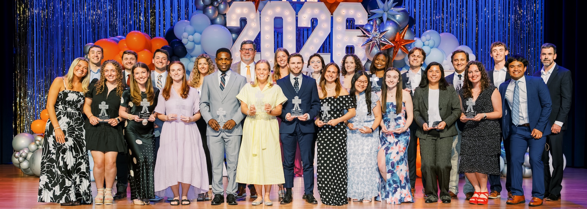 all involvement awards recipients on stage with awards