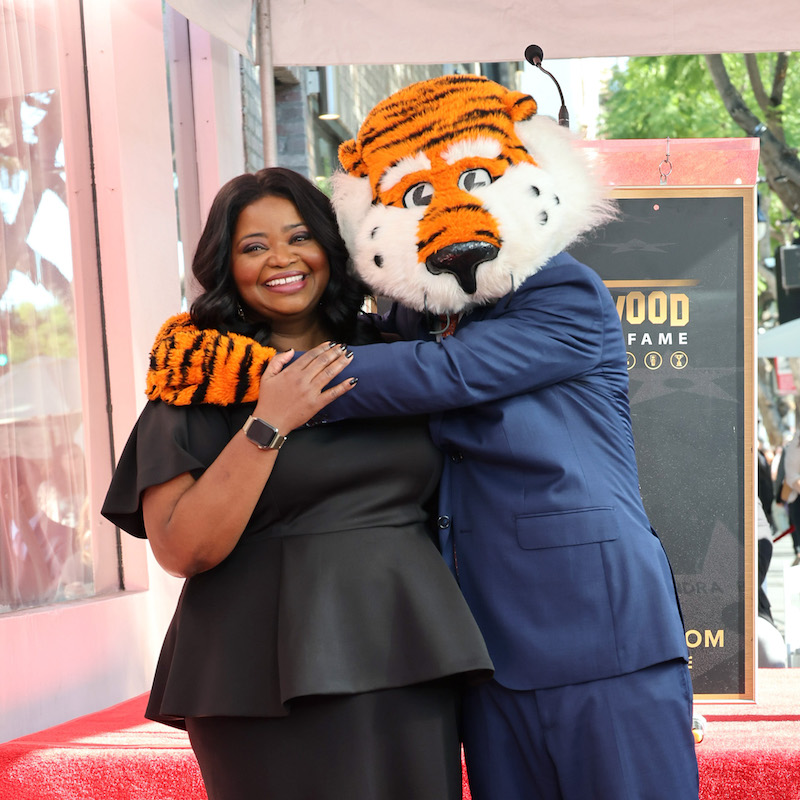 Aubie hugging Octavia Spencer 