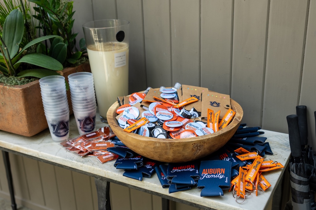 auburn family themed buttons, koozies and cups