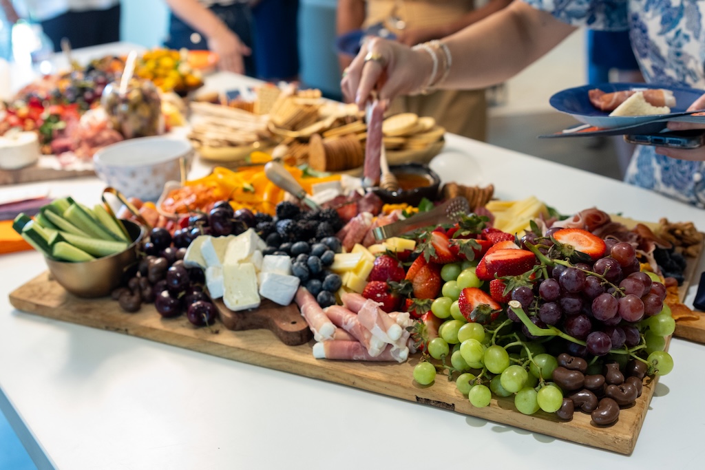 a charcuterie board and other finger foods